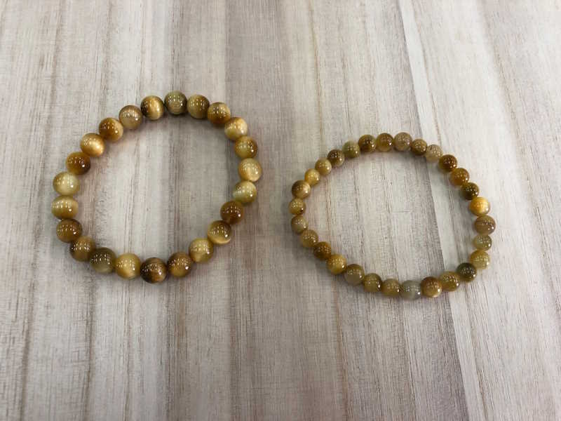 Pulsera Ojo de Tigre dorado bola